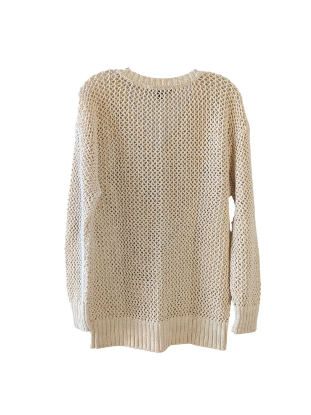 Tommy Bahama Denim Womens M Cream Open Knit V Neck Cotton Sweater Coastal - Picture 2 of 16
